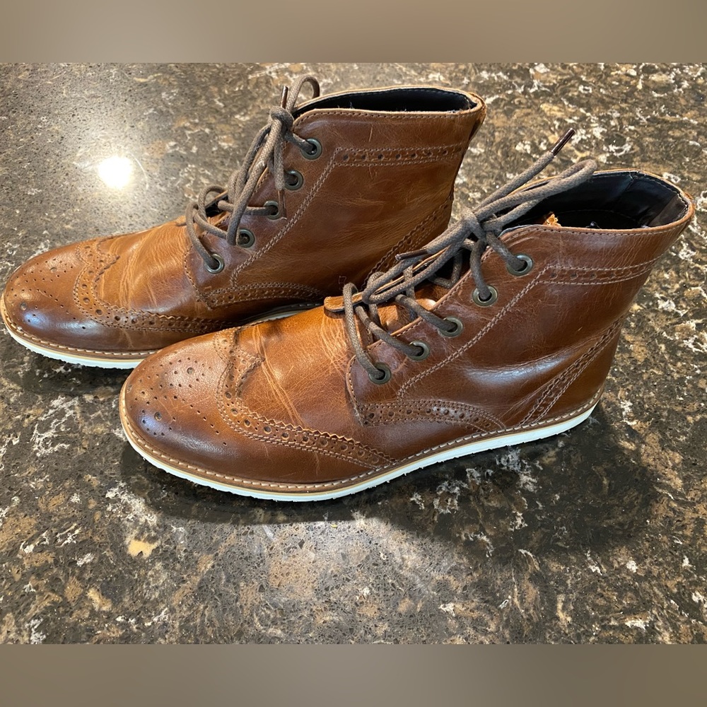 Crevo men’s leather brown boots size 11 shoe Broadway Oxford wingtip
